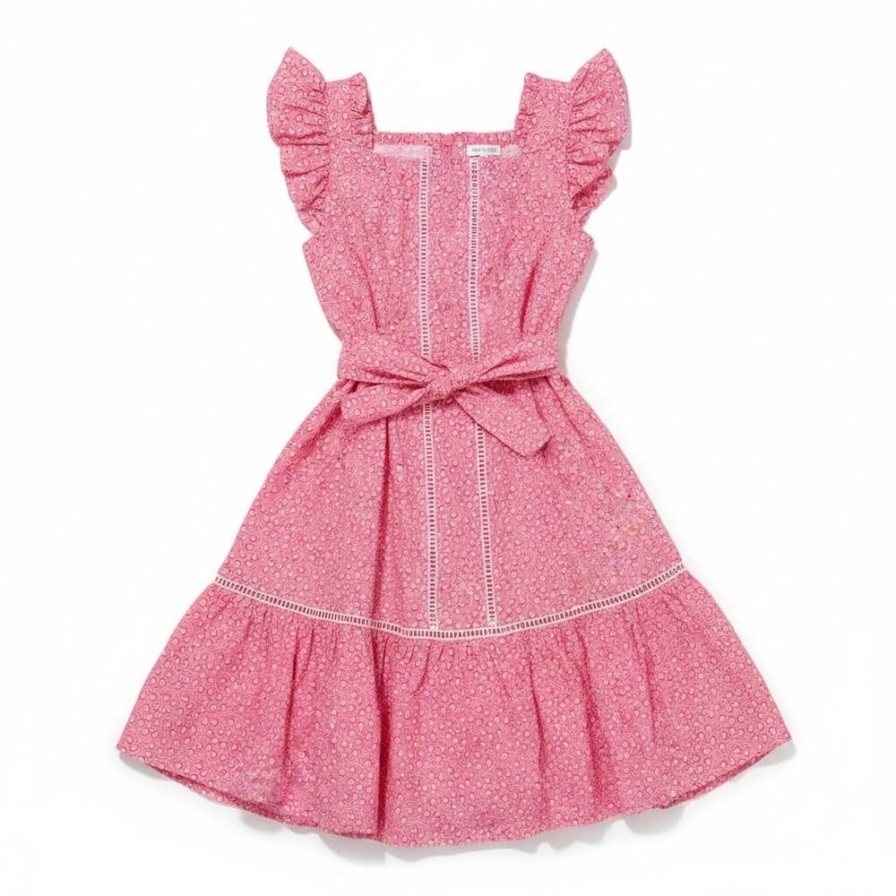 French Connection Girls Pink Coquette Dress S 7/8 Floral Ruffle Spring Summer